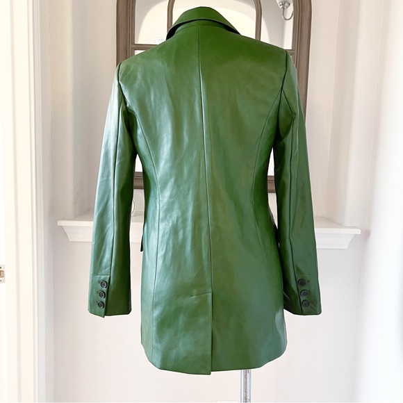 NEW Avec Les Filles Faux Leather One-Button Blazer, Green Size S, Retail $299 - Picture 5 of 13